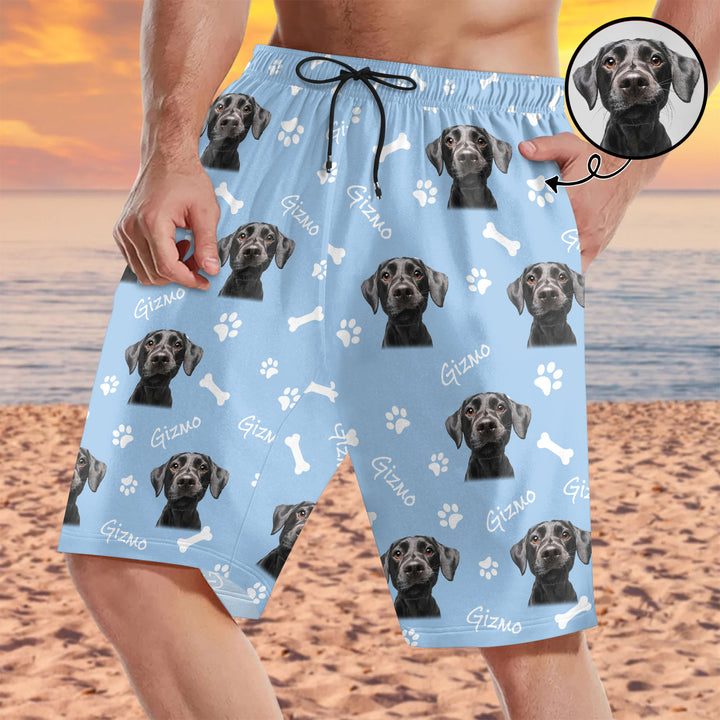 Aloha Beach Dog Bone Custom Photo - Personalized Unisex Man Beach Shorts -  Gift For Dog Lovers