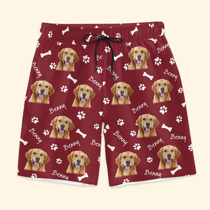 Aloha Beach Dog Bone Custom Photo - Personalized Unisex Man Beach Shorts -  Gift For Dog Lovers
