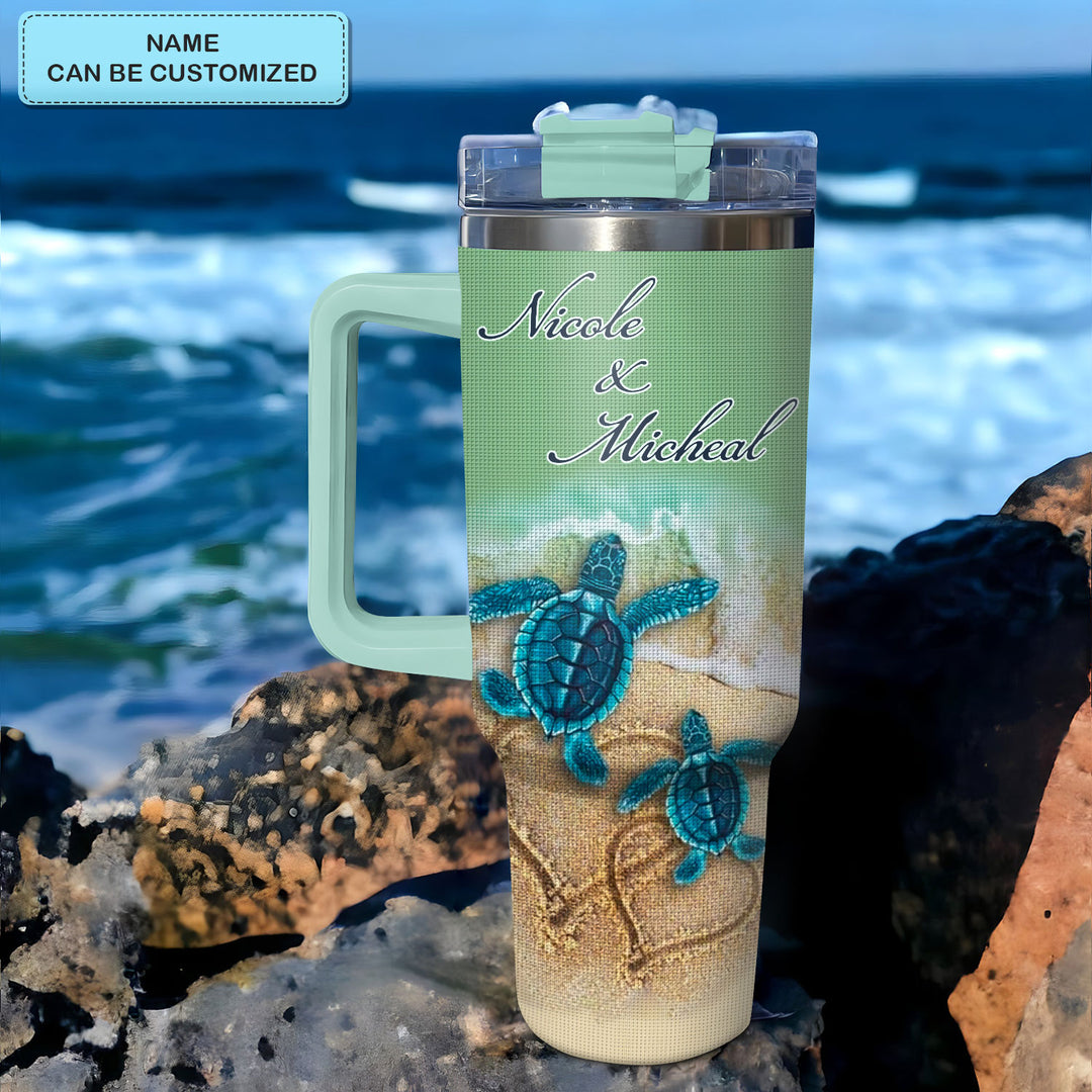 Turtle Trails - Personalized Tumbler with Handle - NCU0TT014