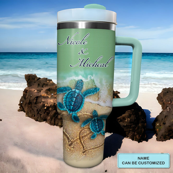 Turtle Trails - Personalized Tumbler with Handle - NCU0TT014
