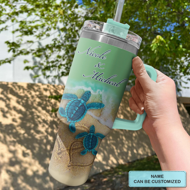 Turtle Trails - Personalized Tumbler with Handle - NCU0TT014