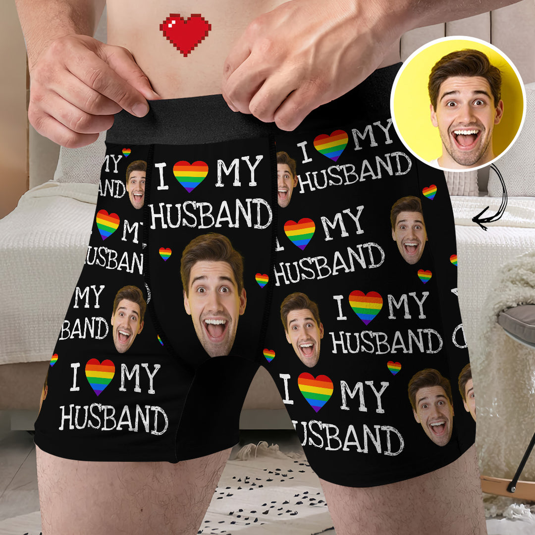 I Love My Husband - Personalized Custom Men's Boxer Briefs - Gift For Couple, Boyfriend, Husband