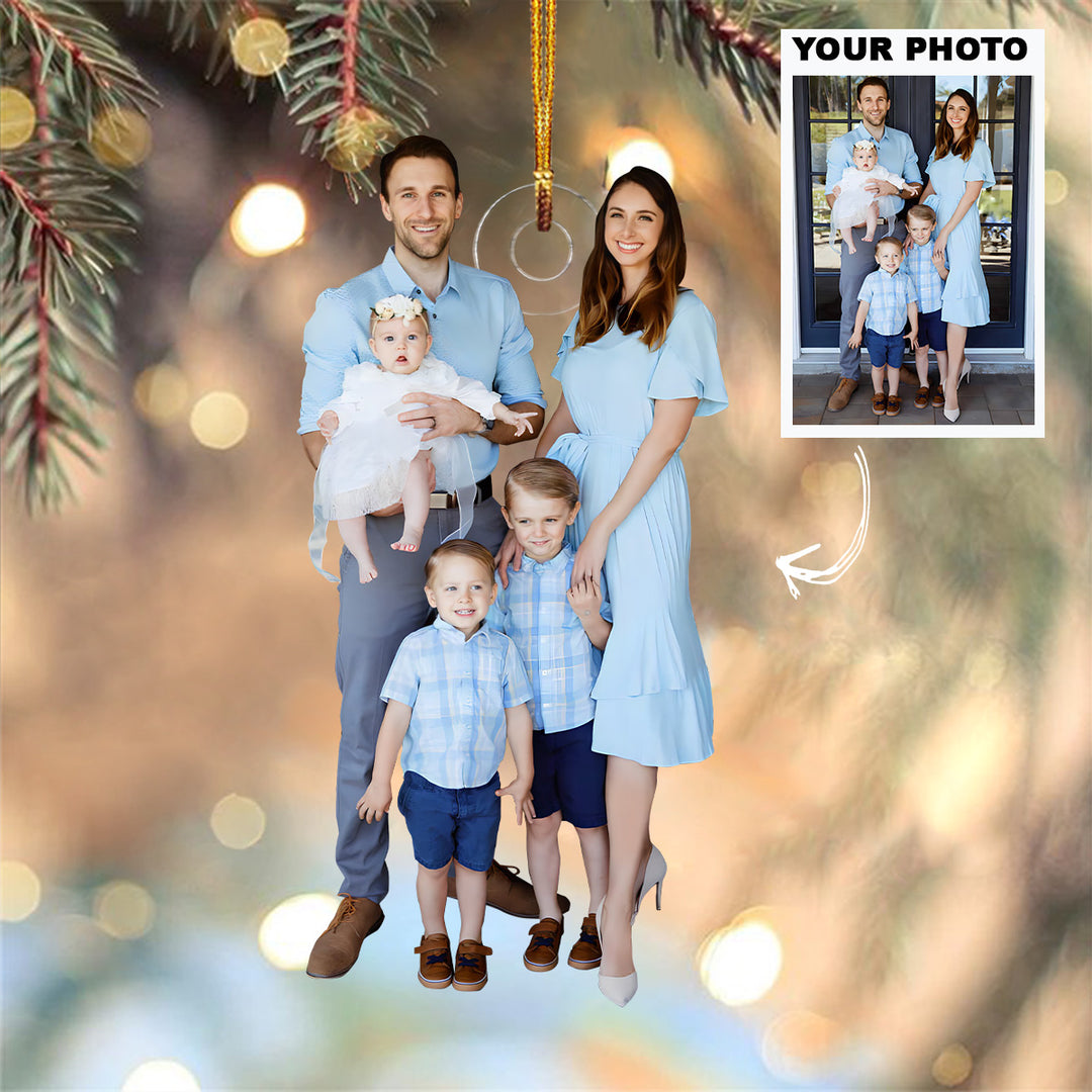 Customized Photo Ornament this Christmas Our Family V2 - Personalized Photo Mica Ornament - Christmas Gift For Family Members