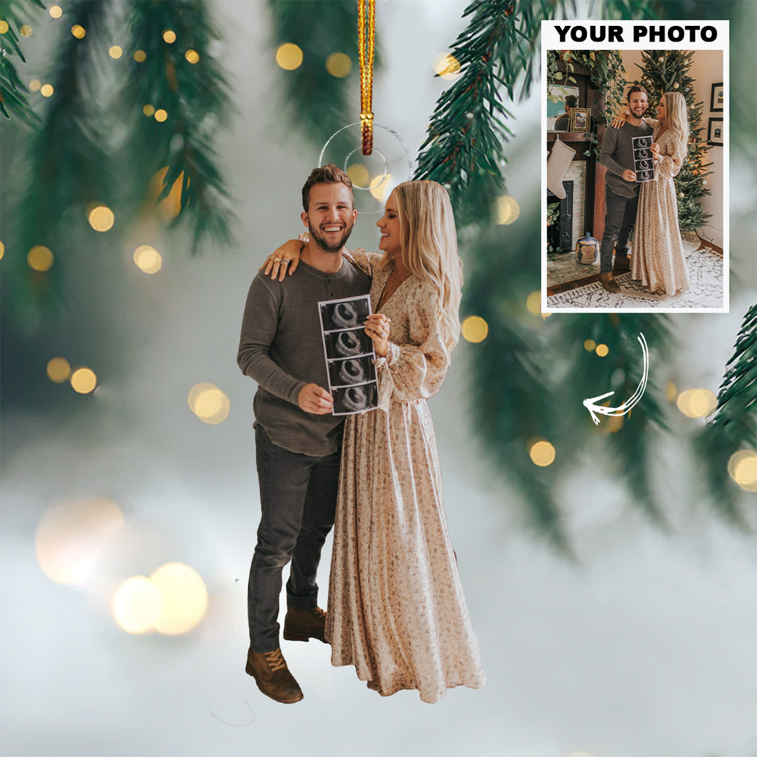 Pregnancy Announcement - Personalized Photo Mica Ornament - Customized Your Photo Ornament - Christmas, Anniversary Gift For Couples, Wife, Husband
