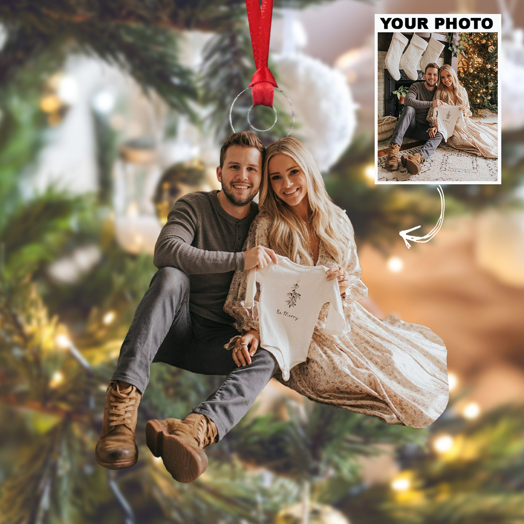 Pregnancy Announcement - Personalized Photo Mica Ornament - Customized Your Photo Ornament - Christmas, Anniversary Gift For Couples, Wife, Husband