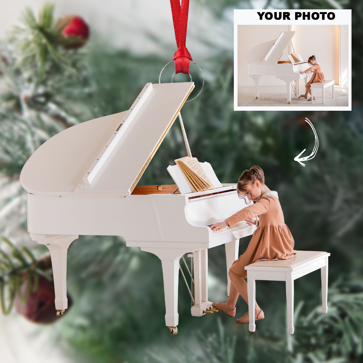 The Pianist - Personalized Photo Mica Ornament - Customized Your Photo Ornament - Christmas Gift For Music Lovers, Friends