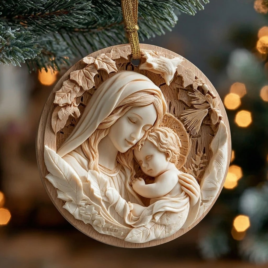 Madonna and Child Mica Ornament NCU0NL184