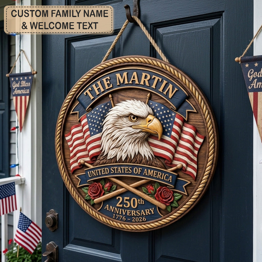 Majestic Eagle Flags Personalized Custom Door Sign AGC0VL086