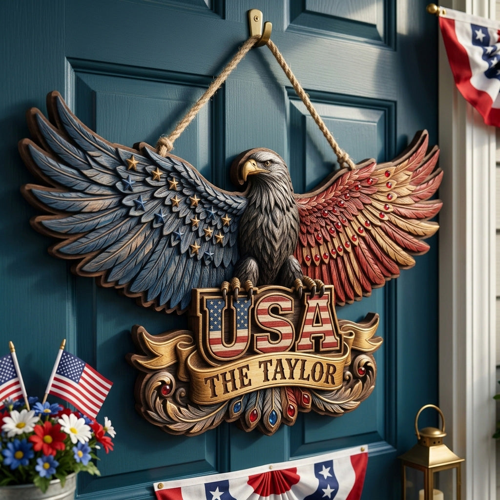 Majestic USA Eagle Personalized Custom Door Sign AGC0VL083