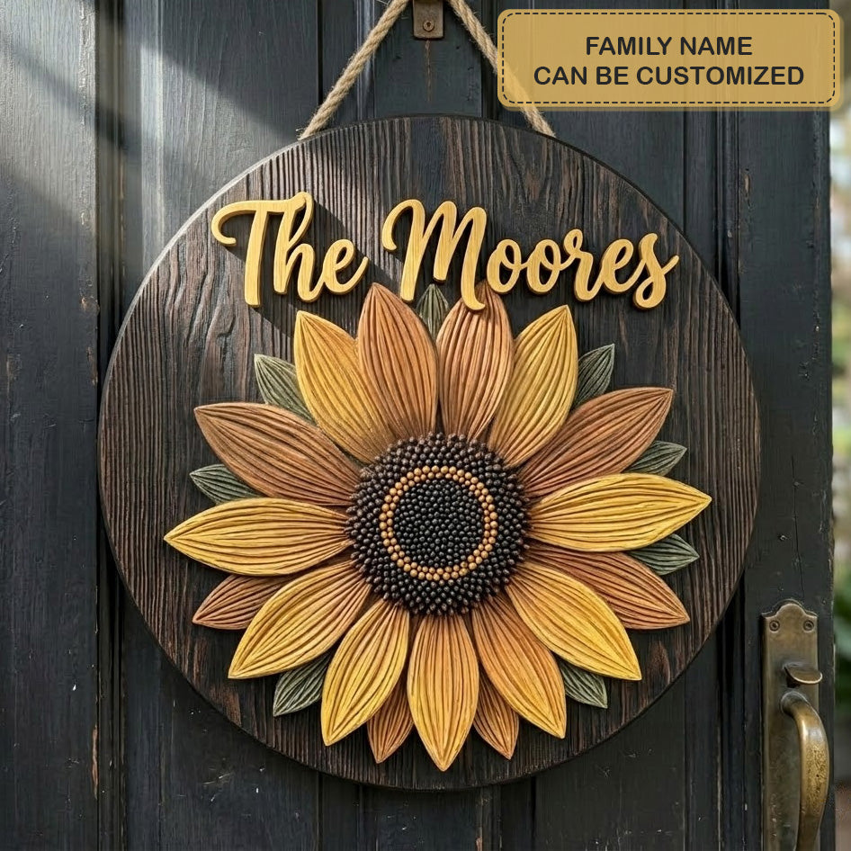 Midnight Sunflower Personalized Custom Door Sign AGC0VL050