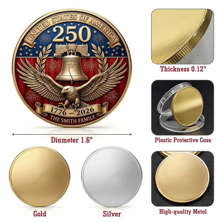 America 250th Anniversary Milestone Coin - America 250th Anniversary Gifts For Mom, Dad, Brother, Sister, Kids AGC0VL104