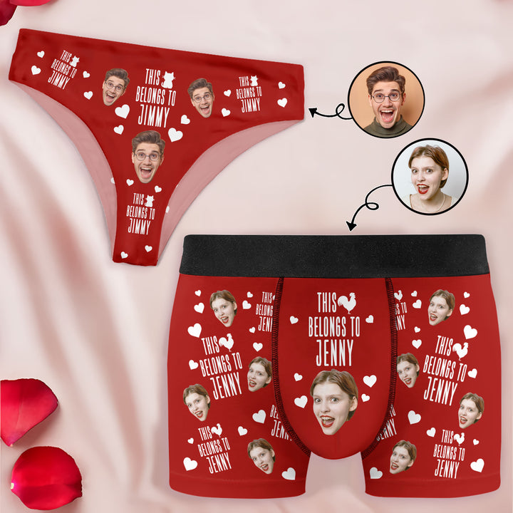 Belong To Each Other - Personalized Custom Couple Matching Briefs - Gift For Couple, Boyfriend, Girlfriend, Wife, Husband