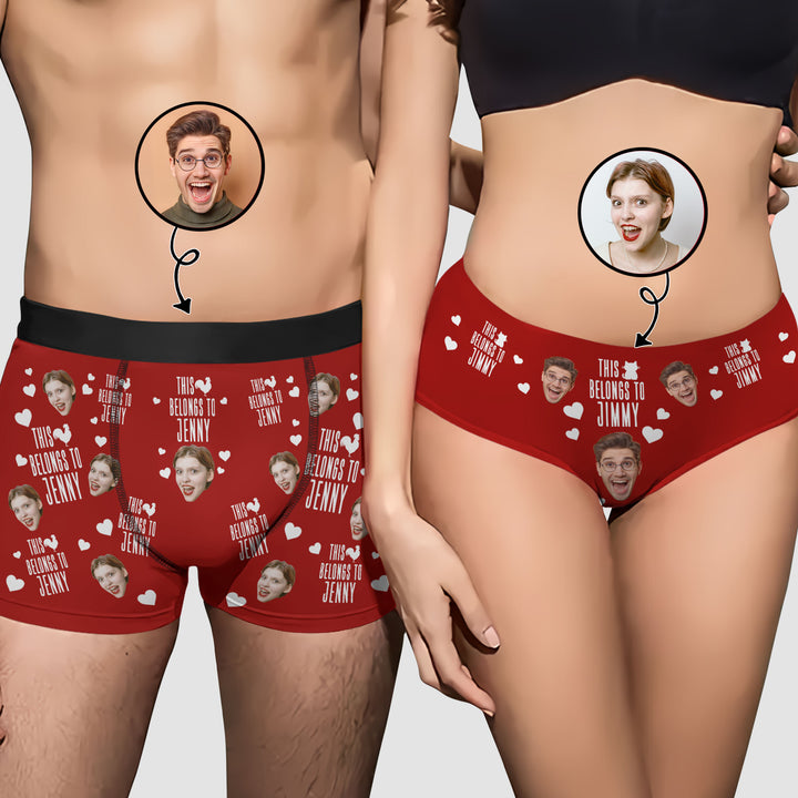 Belong To Each Other - Personalized Custom Couple Matching Briefs - Gift For Couple, Boyfriend, Girlfriend, Wife, Husband