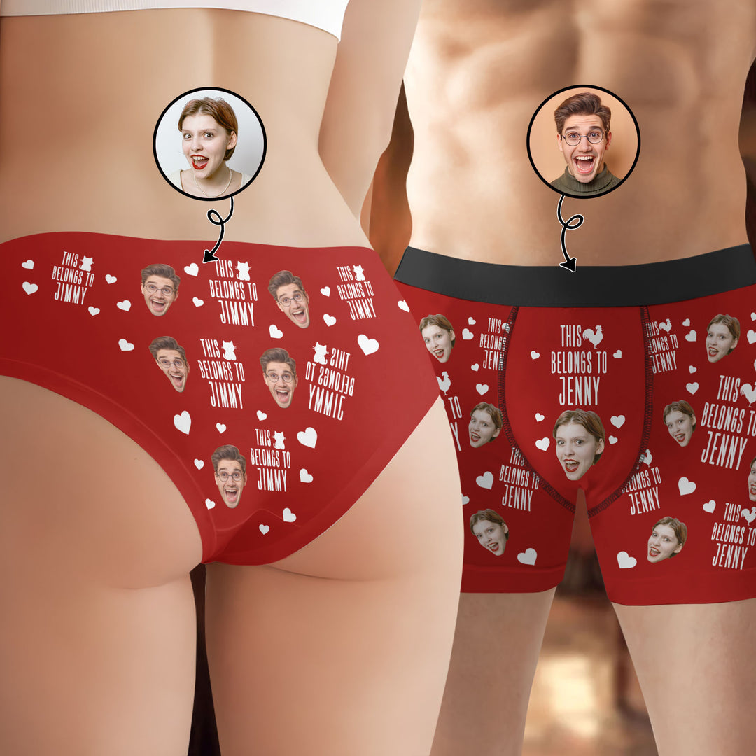 Belong To Each Other - Personalized Custom Couple Matching Briefs - Gift For Couple, Boyfriend, Girlfriend, Wife, Husband