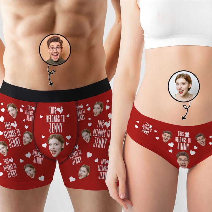 Belong To Each Other - Personalized Custom Couple Matching Briefs - Gift For Couple, Boyfriend, Girlfriend, Wife, Husband
