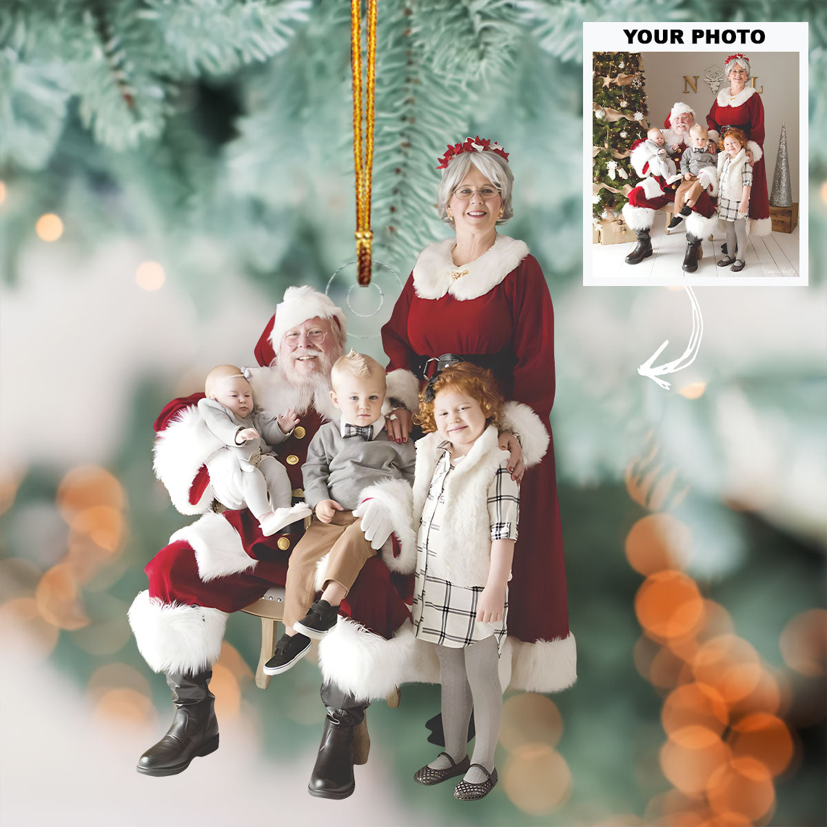 Santa Grandpa - Personalized Photo Mica Ornament - Customized Your Photo Ornament - Christmas Gift For Grandpa, Grandkids, Family, Family Members