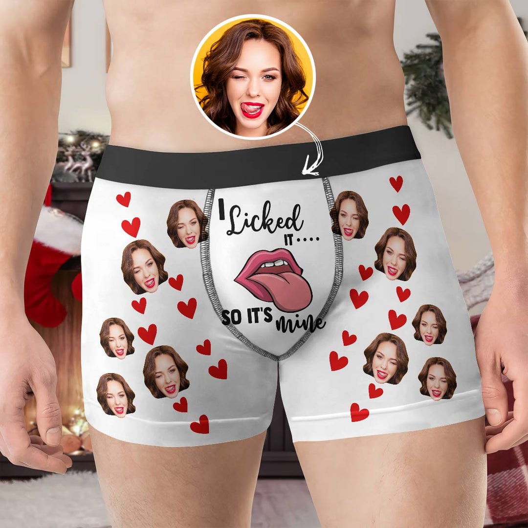 I Licked It So It's Mine - Personalized Custom Men's Boxer Briefs - Gift For Couple, Boyfriend, Husband