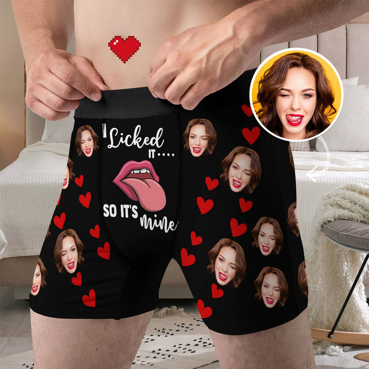I Licked It So It's Mine - Personalized Custom Men's Boxer Briefs - Gift For Couple, Boyfriend, Husband