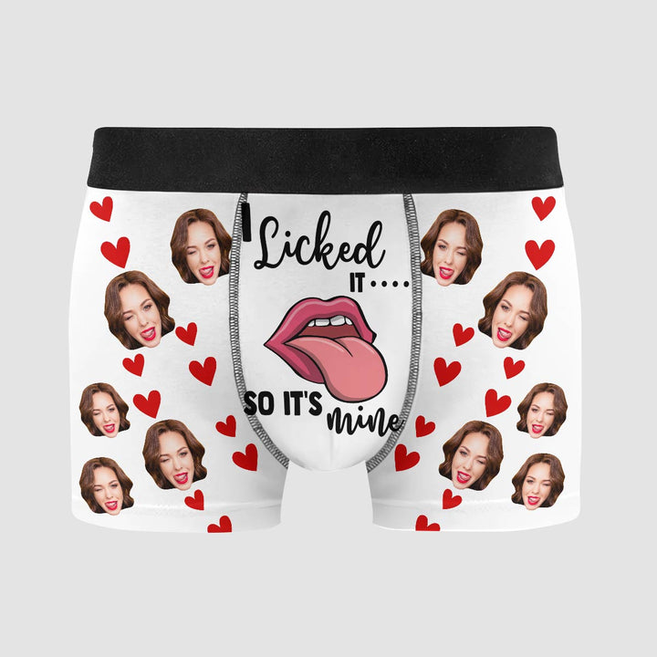 I Licked It So It's Mine - Personalized Custom Men's Boxer Briefs - Gift For Couple, Boyfriend, Husband
