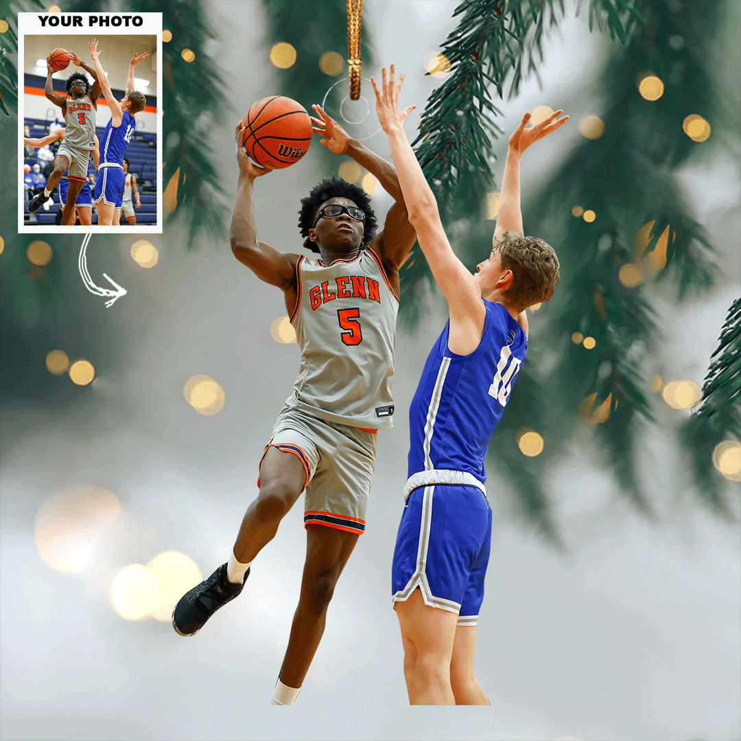 Basketball Showdown - Personalized Photo Mica Ornament - Gift For Basketball Lovers, Family Members