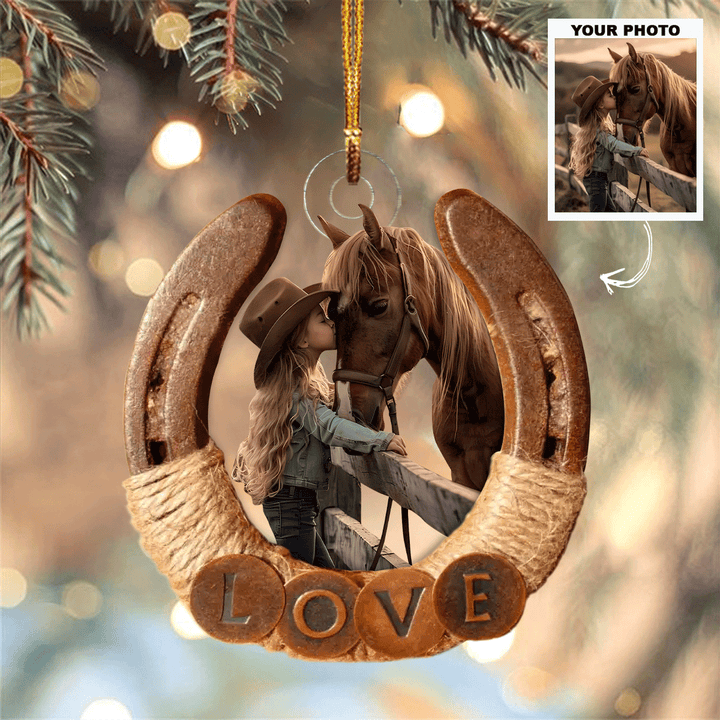 All You Need Is Love And A Horse - Personalized Photo Mica Ornament - Christmas Gift For Horse Lover UPL0VL006