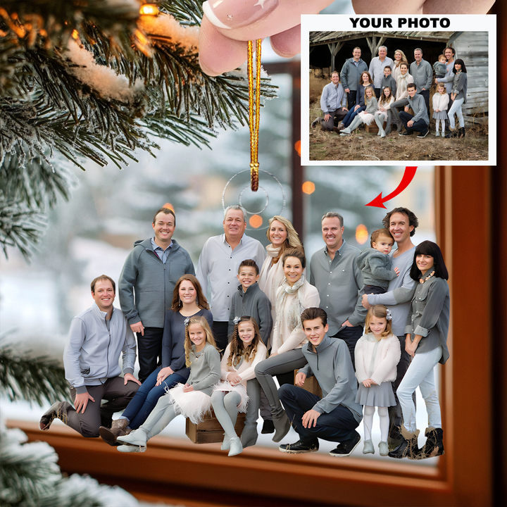 Customized Photo Ornament Family Forever V4 - Personalized Photo Mica Ornament - Christmas Gift For Family Members