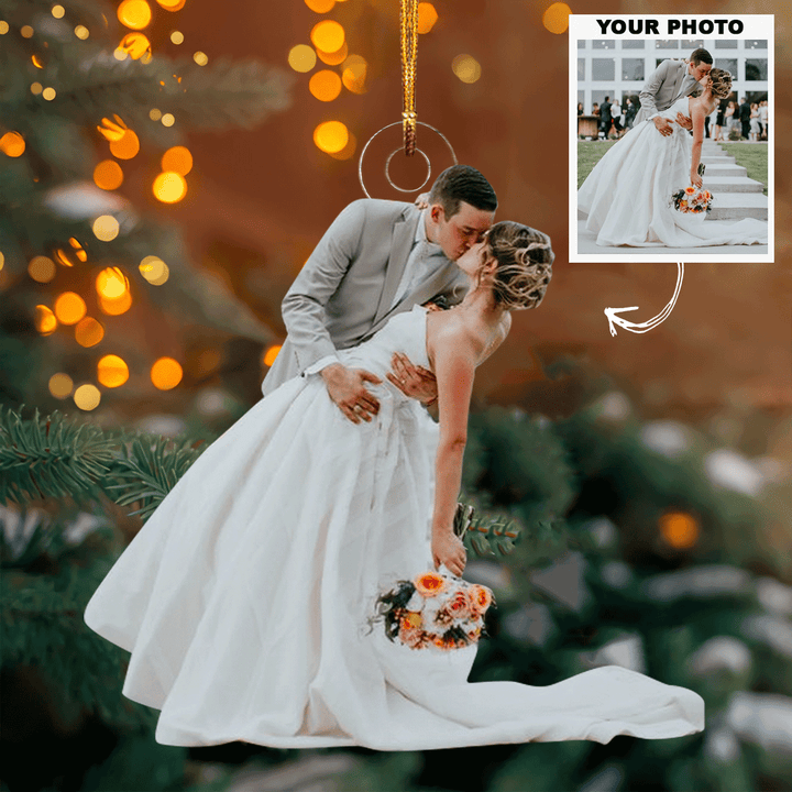 I Love You To The Moon And Back - Personalized Photo Mica Ornament - Christmas, Anniversary Gift For Couple, Wedding Couple