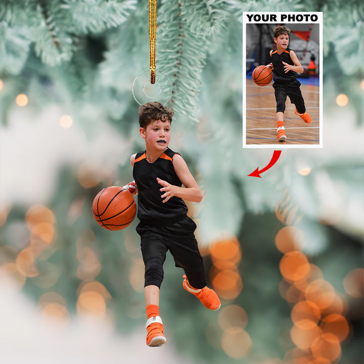 Basketball Ornament - Personalized Photo Mica Ornament - Christmas Gift For Sports Lovers