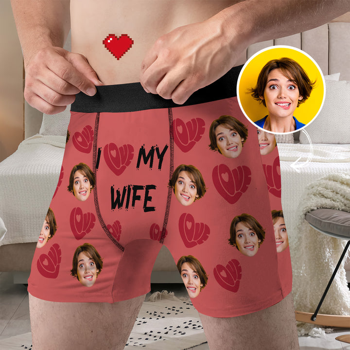 I Love My Wife - Personalized Custom Men's Boxer Briefs - Gift For Couple, Boyfriend, Husband