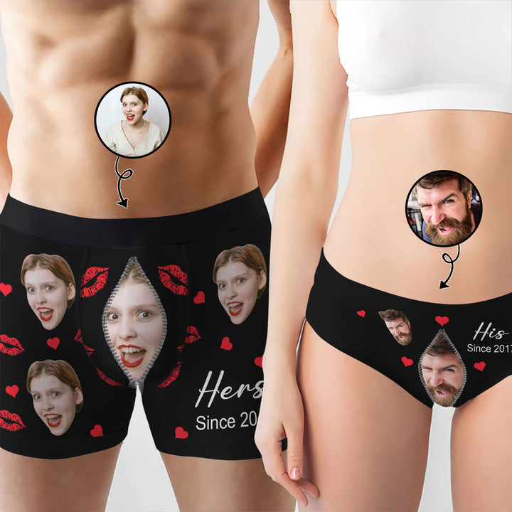 Since Together - Personalized Custom Couple Matching Briefs - Gift For Couple, Boyfriend, Girlfriend, Wife, Husband