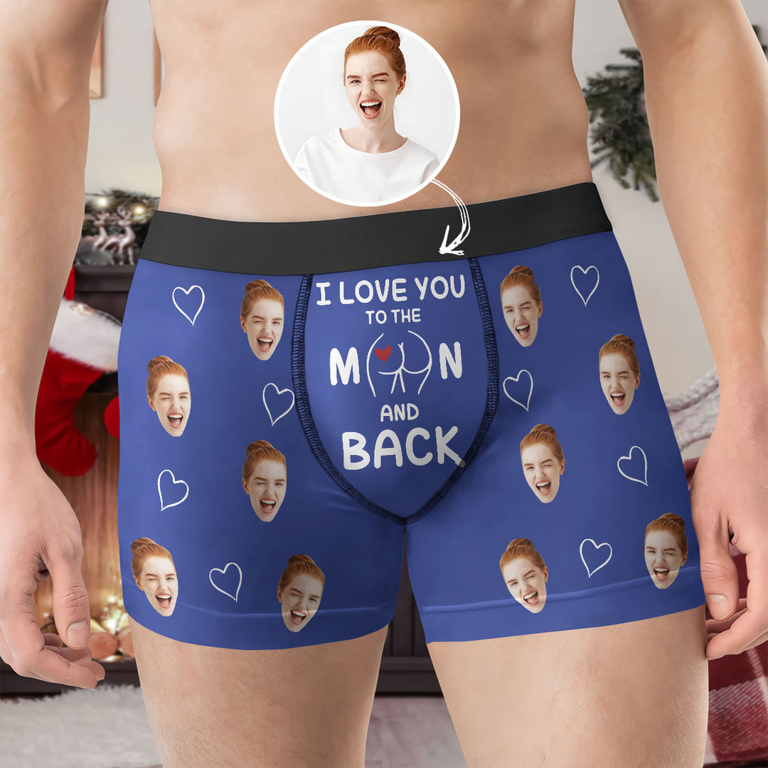 I Love You To The Moon And Back - Personalized Custom Men's Boxer Briefs - Gift For Couple, Boyfriend, Husband