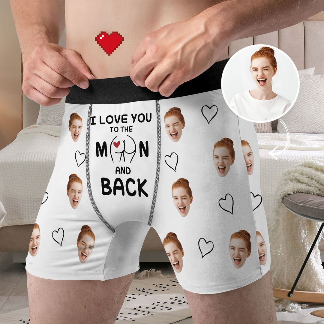 I Love You To The Moon And Back - Personalized Custom Men's Boxer Briefs - Gift For Couple, Boyfriend, Husband