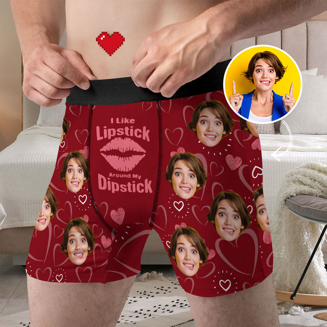 Lipstick Dipstick - Personalized Custom Men's Boxer Briefs - Gift For Couple, Boyfriend, Husband