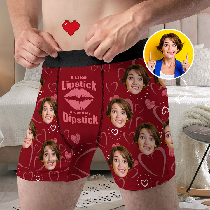 Lipstick Dipstick - Personalized Custom Men's Boxer Briefs - Gift For Couple, Boyfriend, Husband