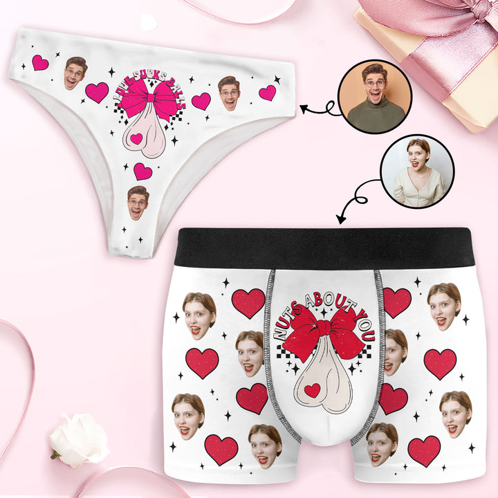 Nuts About You - Personalized Custom Couple Matching Briefs - Gift For Couple, Boyfriend, Girlfriend, Wife, Husband