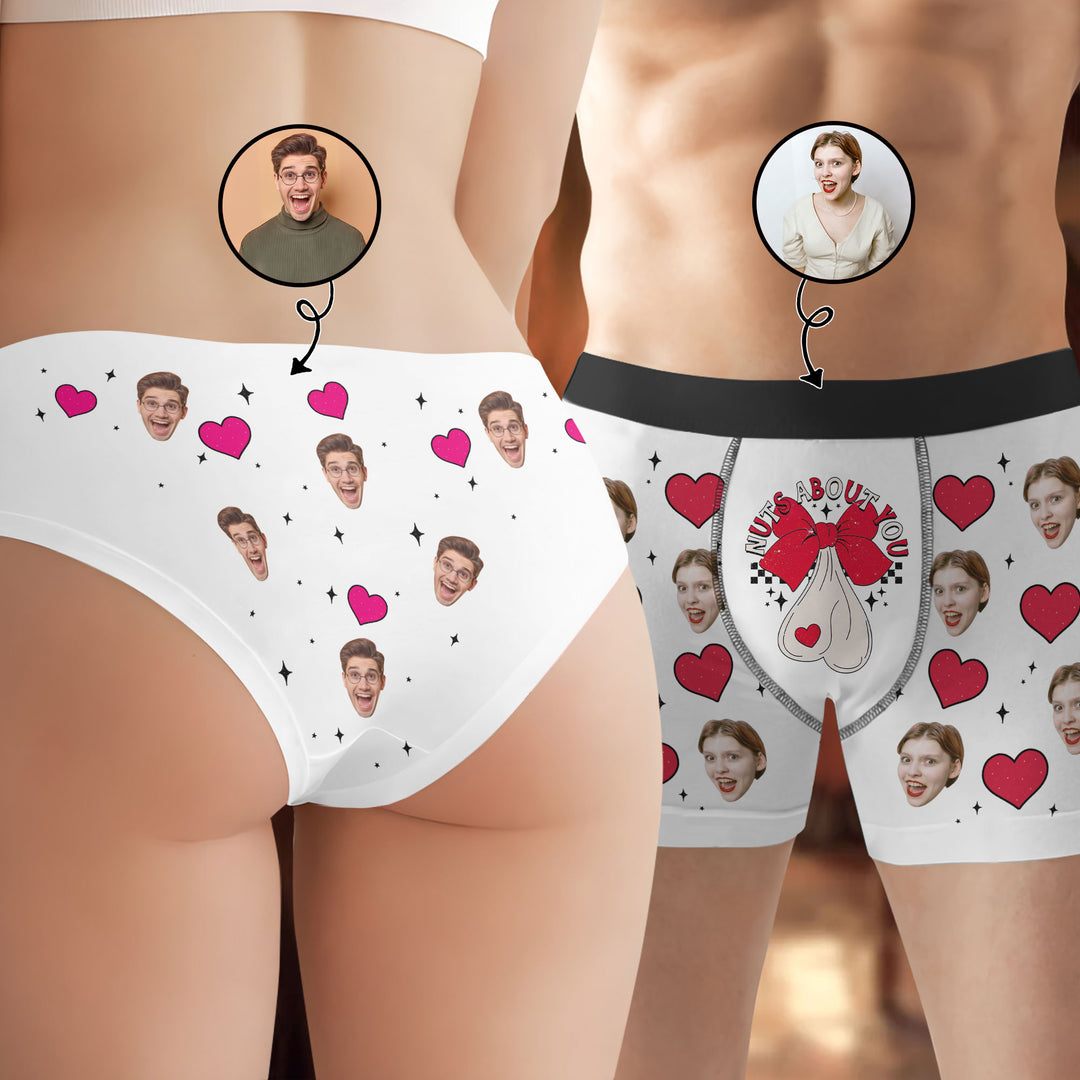 Nuts About You - Personalized Custom Couple Matching Briefs - Gift For Couple, Boyfriend, Girlfriend, Wife, Husband