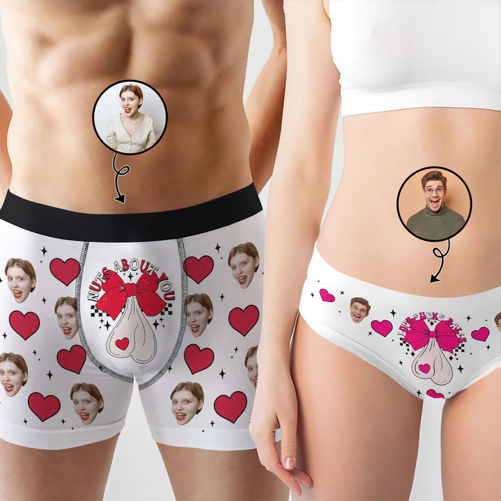 Nuts About You - Personalized Custom Couple Matching Briefs - Gift For Couple, Boyfriend, Girlfriend, Wife, Husband