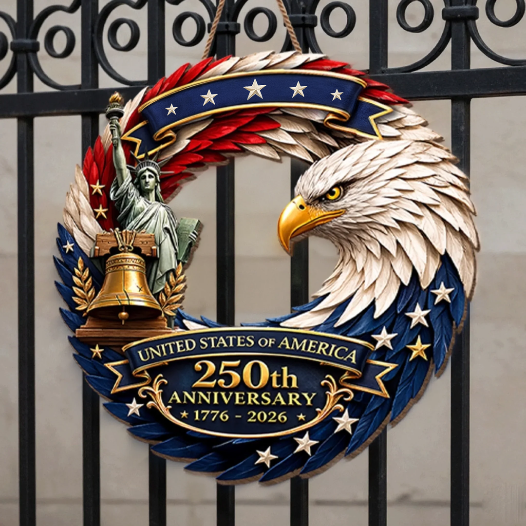 Custom Shape Doorsign Custom Door Sign - America 250th Anniversary Gifts For Mom, Dad, Brother, Sister, Kids - Bald Eagle Patriotic AGC0VL101