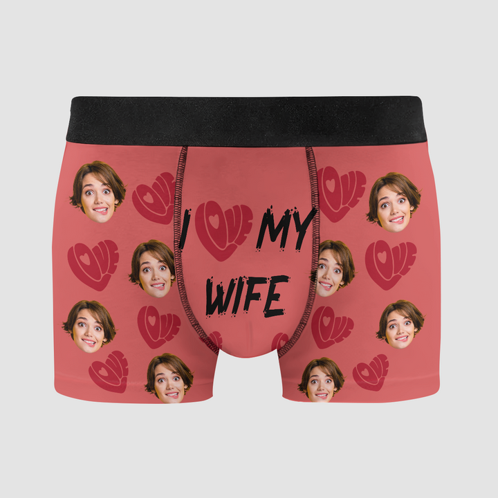 I Love My Wife - Personalized Custom Men's Boxer Briefs - Gift For Couple, Boyfriend, Husband