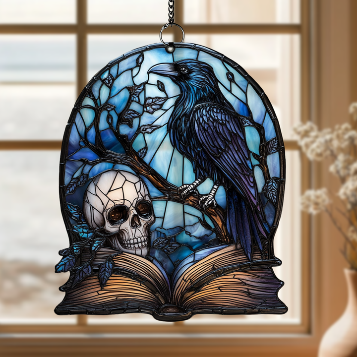 Raven Skull Halloween - Window Hanging Suncatcher NCU0PD025