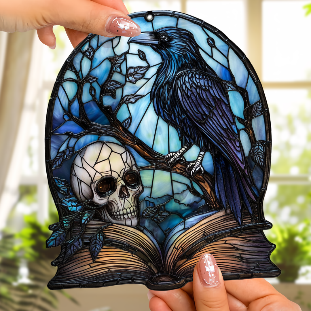 Raven Skull Halloween - Window Hanging Suncatcher NCU0PD025