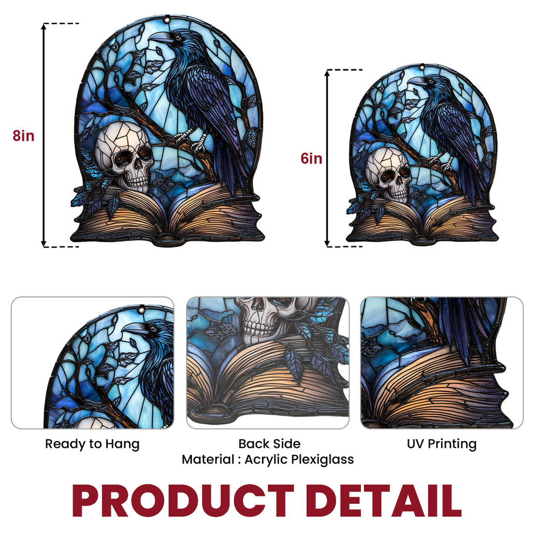 Raven Skull Halloween - Window Hanging Suncatcher NCU0PD025
