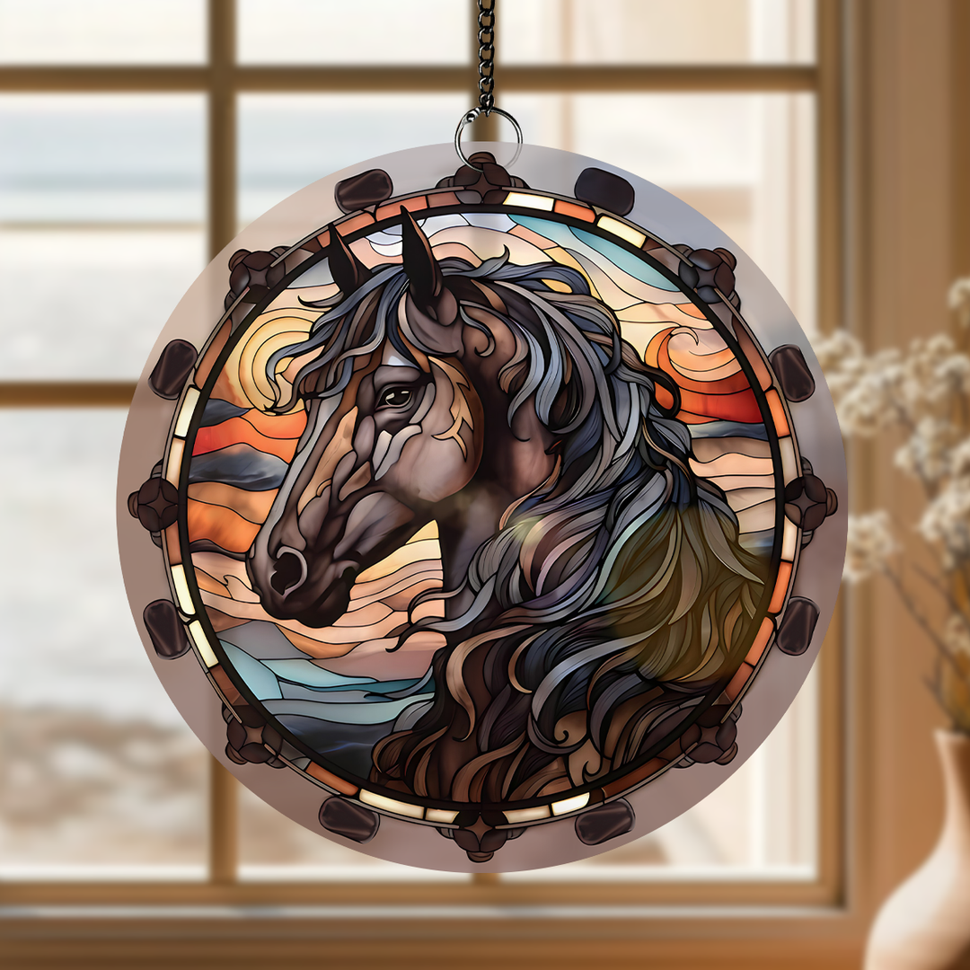 Black Horse - Stained Glass Window Hanging Suncatcher NCU0VL004