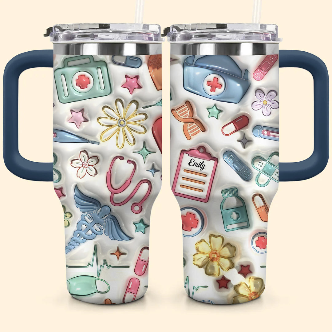 Nurse Puffy Scrubs Life - Personalized Tumbler With Handle - Gift For Nurses NCU0TL001