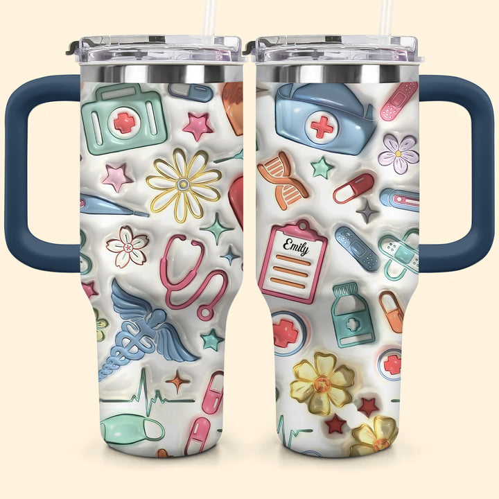 Nurse Puffy Scrubs Life - Personalized Tumbler With Handle - Gift For Nurses NCU0TL001