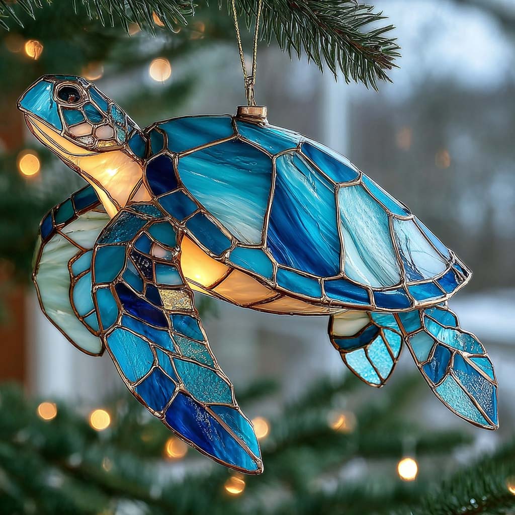 Ocean Glow Turtle Mica Ornament NCU0HT083