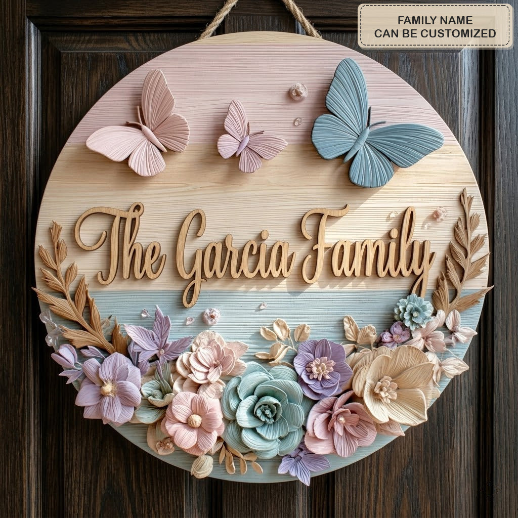 Pastel Flutter Personalized Custom Door Sign AGC0VL064