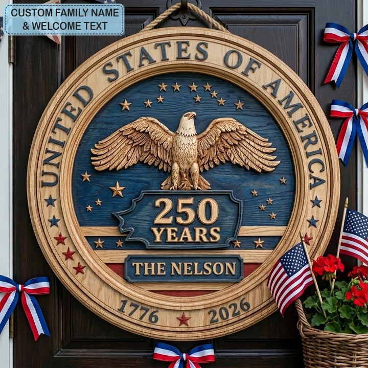 Patriotic Eagle Heritage Personalized Custom Door Sign AGC0VL085