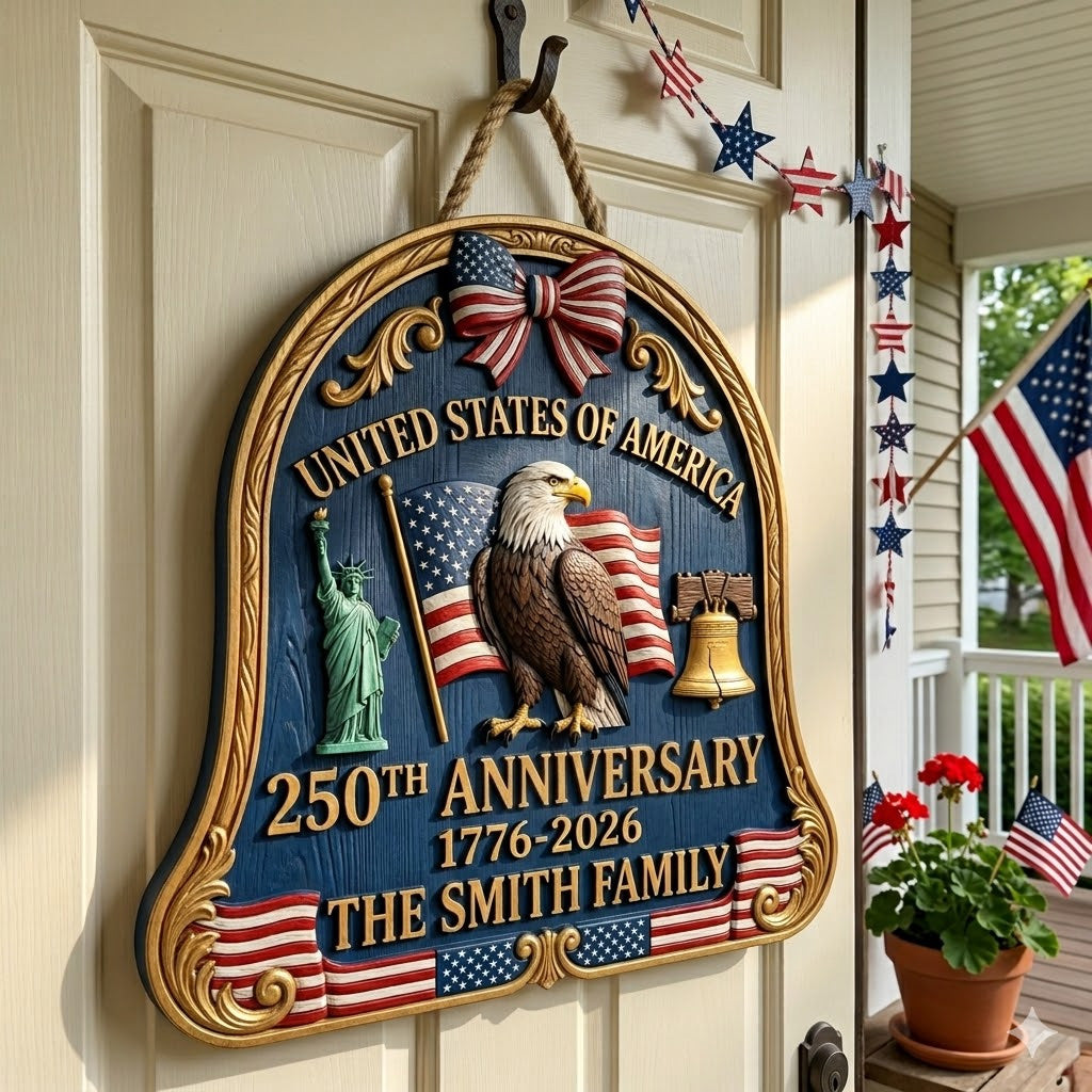 Patriotic Liberty Bell Personalized Custom Door Sign AGC0VL074