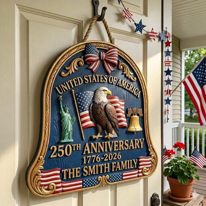 Patriotic Liberty Bell Personalized Custom Door Sign AGC0VL074